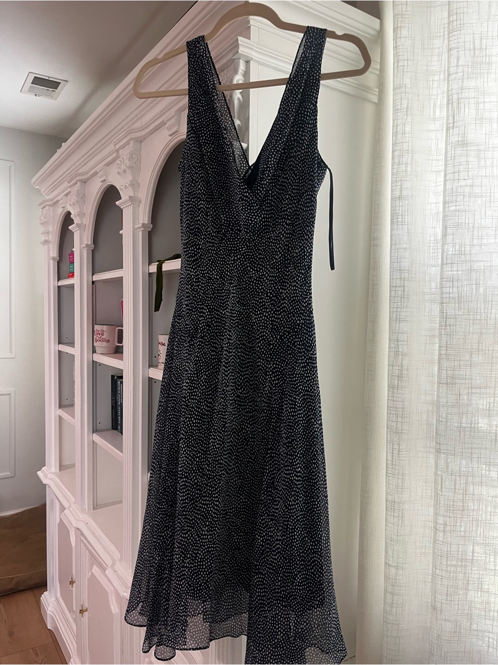 Diane Von Furstenberg Black Polka Dot Midi Dress